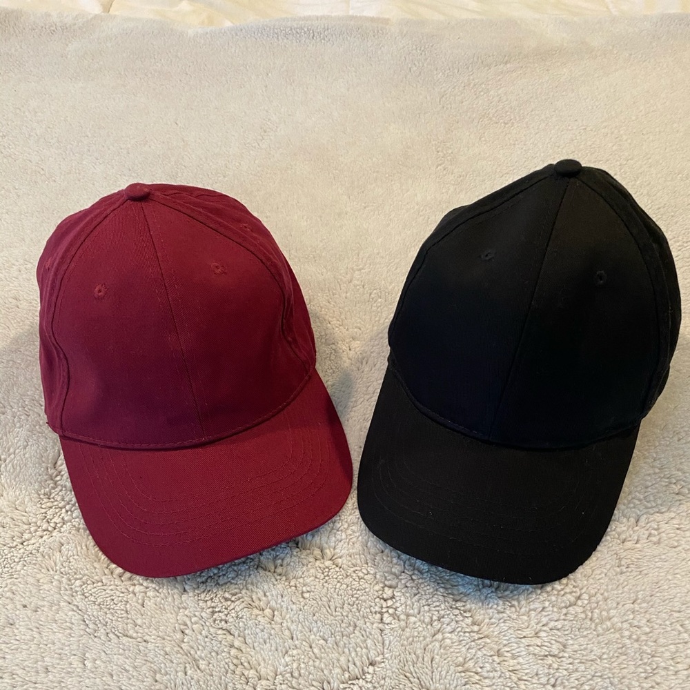 •Burgundy And Black Baseball Hats NWOT